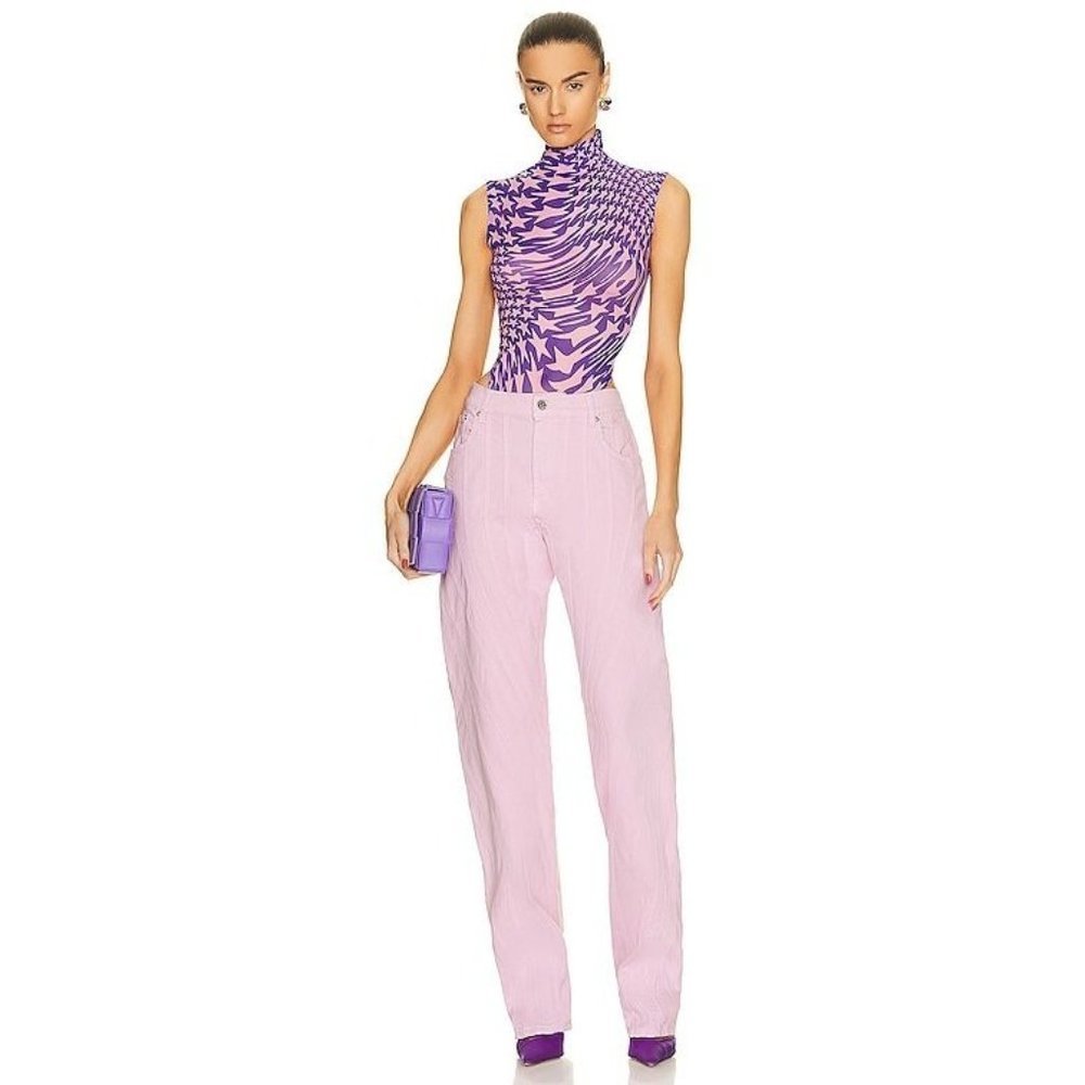 Mugler Baggy Spiral Jeans in Pink 38 USA 28 New Womens Denim Pants